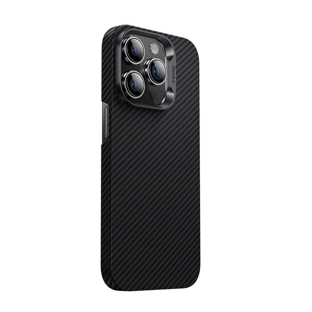 Apple iPhone 14 Pro Kılıf M-safe Özellikli Karbon Fiber Benks 600D Essential Kevlar Kapak