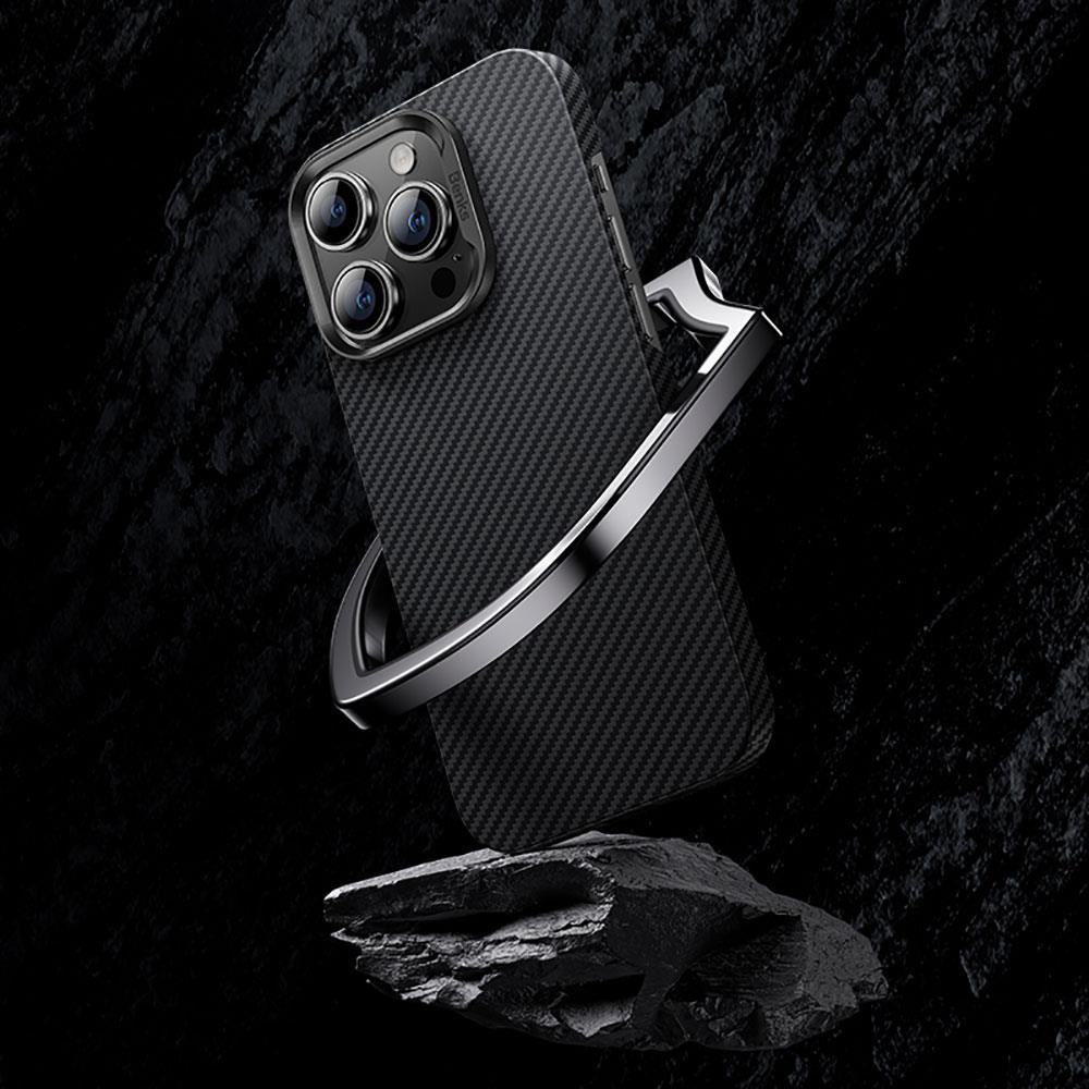 Apple iPhone 14 Pro Kılıf M-safe Özellikli Karbon Fiber Benks 600D Essential Kevlar Kapak