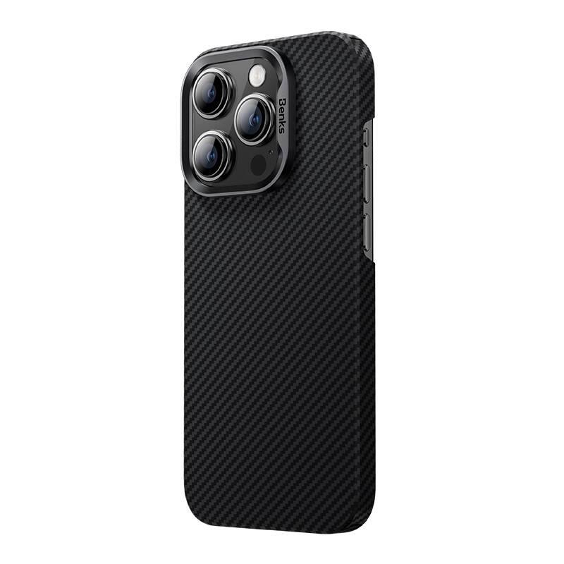 Apple iPhone 14 Pro Kılıf M-safe Şarj Özellikli Karbon Fiber Benks MFM Lisanslı 600D Essential Kevlar Kapak