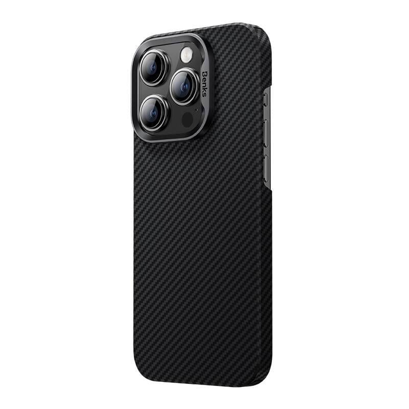 Apple iPhone 14 Pro Kılıf M-safe Şarj Özellikli Karbon Fiber Benks MFM Lisanslı 600D Essential Kevlar Kapak