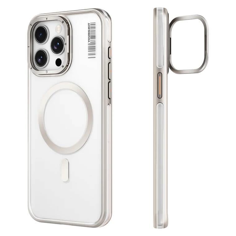 Apple iPhone 14 Pro Kılıf M-safe Şarj Özellikli Sararma Önleyici Youngkit Crystal Grid Kapak