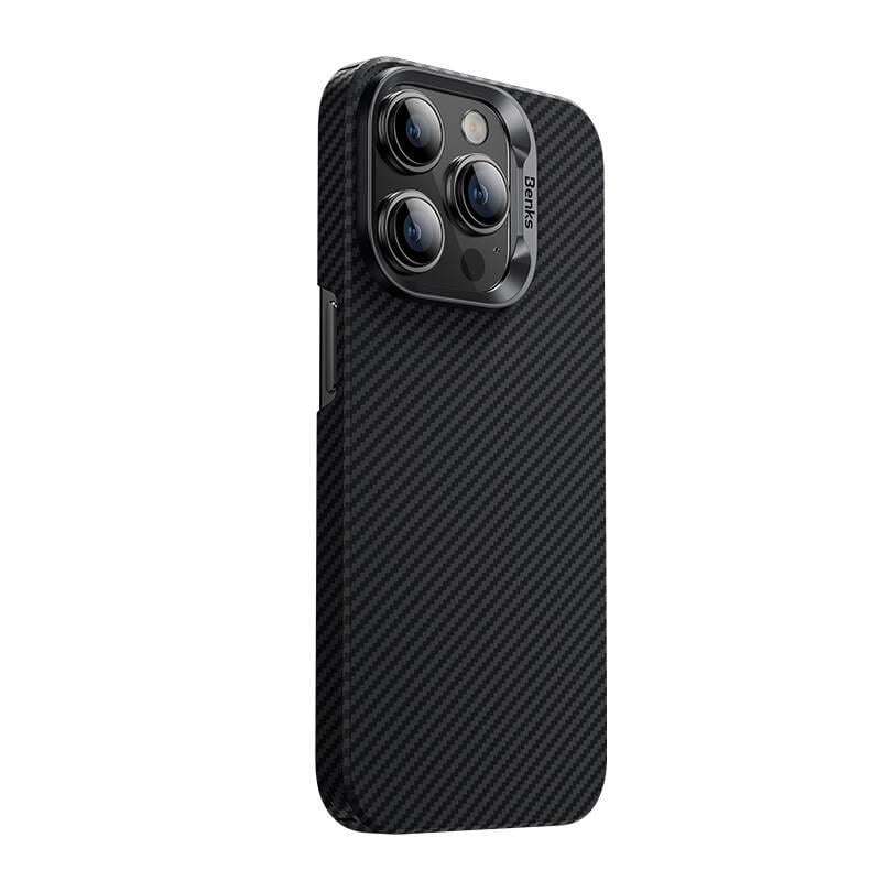 Apple iPhone 14 Pro Kılıf M-safe Şarj Özellikli Karbon Fiber Benks MFM Lisanslı 600D Essential Kevlar Kapak