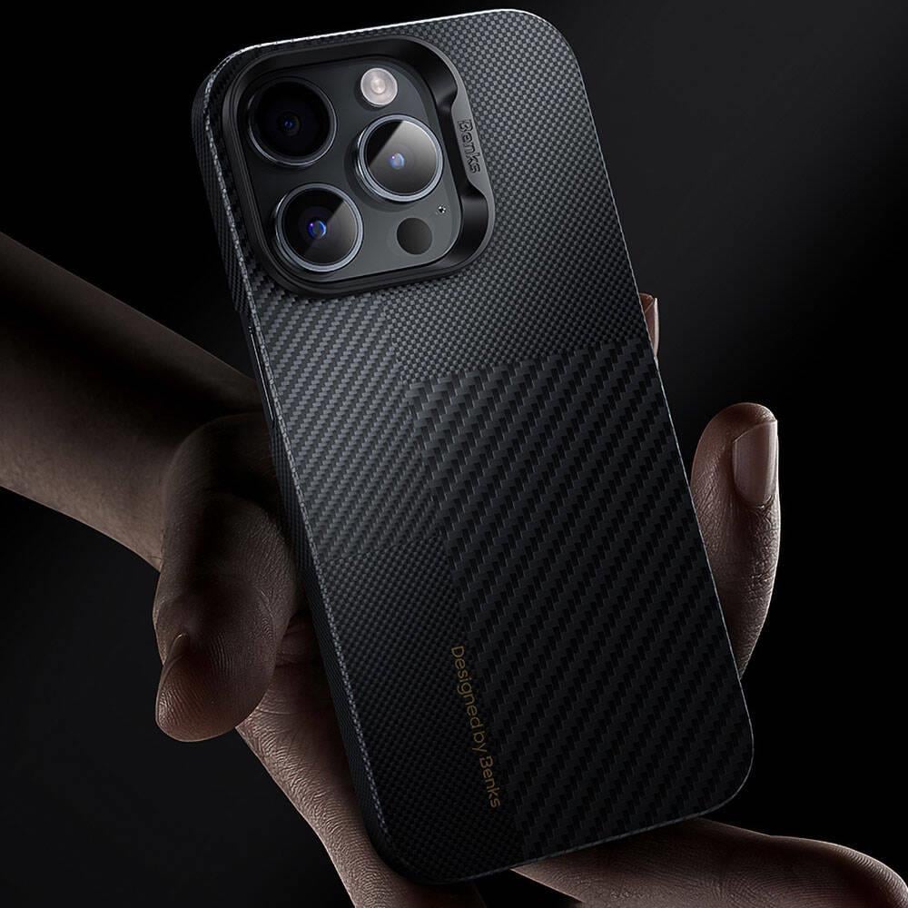 Apple iPhone 14 Pro Kılıf M-safe Şarj Özellikli Karbon Fiber Benks Montage ArmorAir Kevlar Kapak