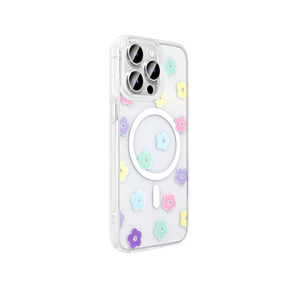 Apple iPhone 14 Pro Kılıf M-Safe Şarj Özellikli Şeffaf Zore Folk Sert Kapak
