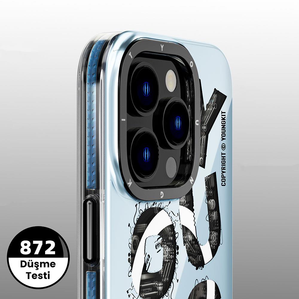 Apple iPhone 14 Pro Kılıf M-safe Şarj Özellikli Yazı Temalı YoungKit Mechanic Serisi Kapak