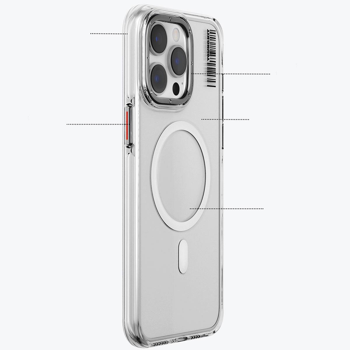 Apple iPhone 14 Pro Kılıf M-safe Şarj Özellikli Şeffaf Youngkit Crystal Shield Serisi Kapak