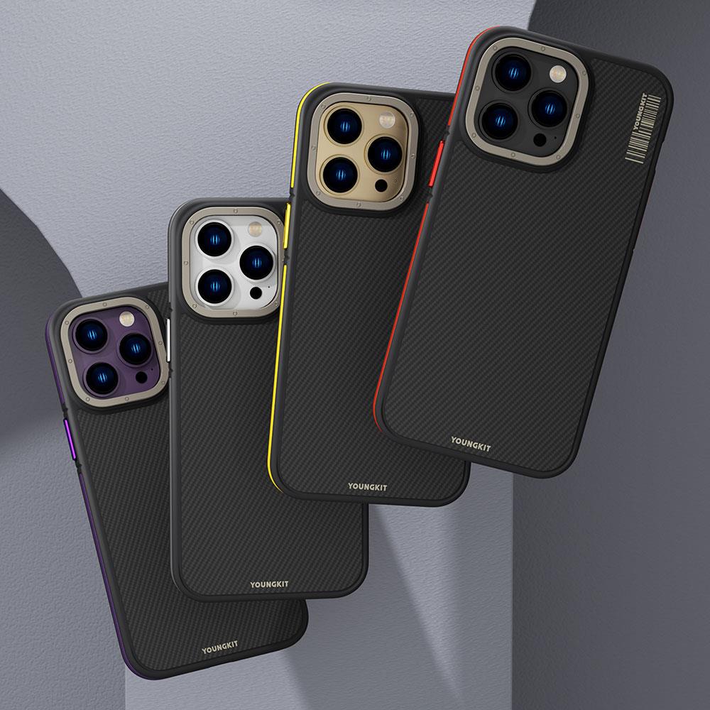 Apple iPhone 14 Pro Kılıf M-safe Şarj Özellikli YoungKit 600D Kevlar Kapak