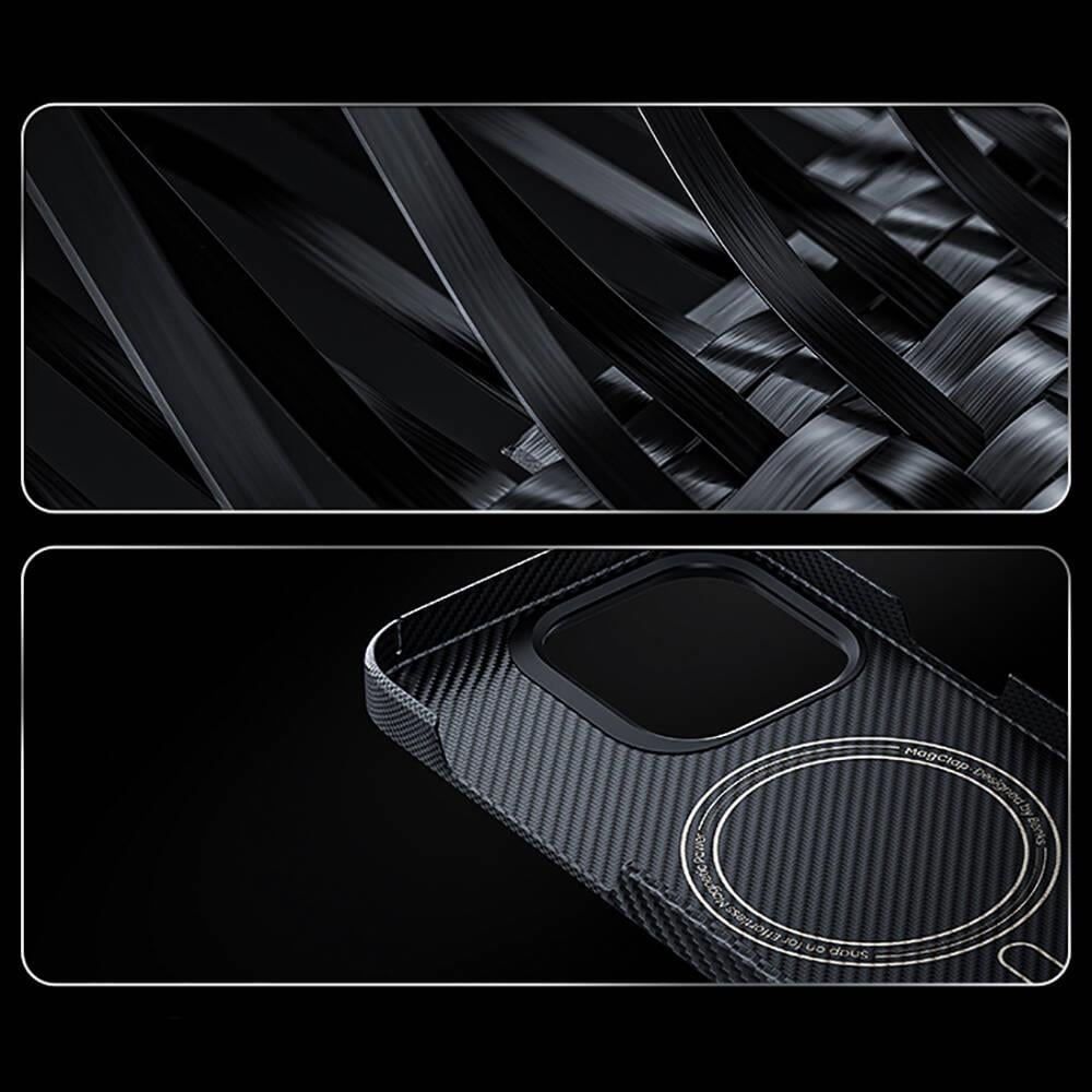 Apple iPhone 14 Pro Kılıf M-safe Şarj Özellikli Karbon Fiber Benks Montage ArmorAir Kevlar Kapak