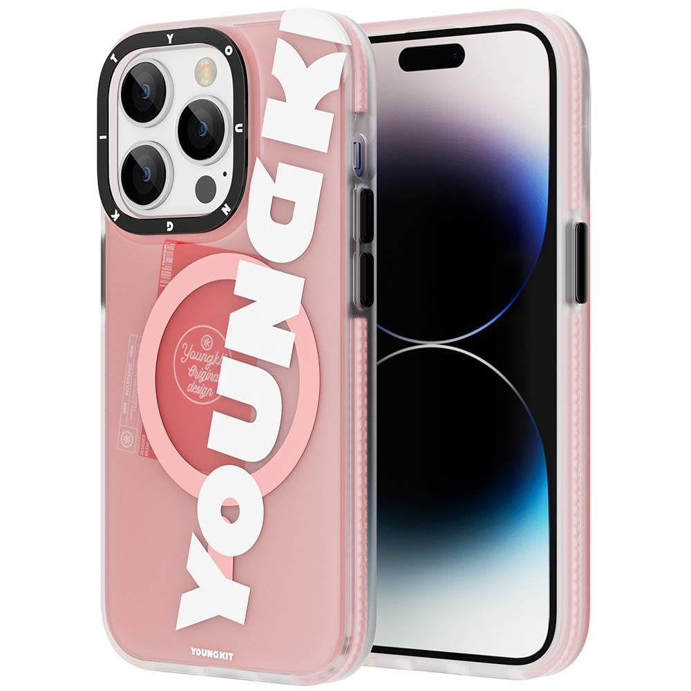 Apple iPhone 14 Pro Kılıf M-safe Şarj Özellikli Youngkit Binfen Serisi Yazı Temalı Kapak