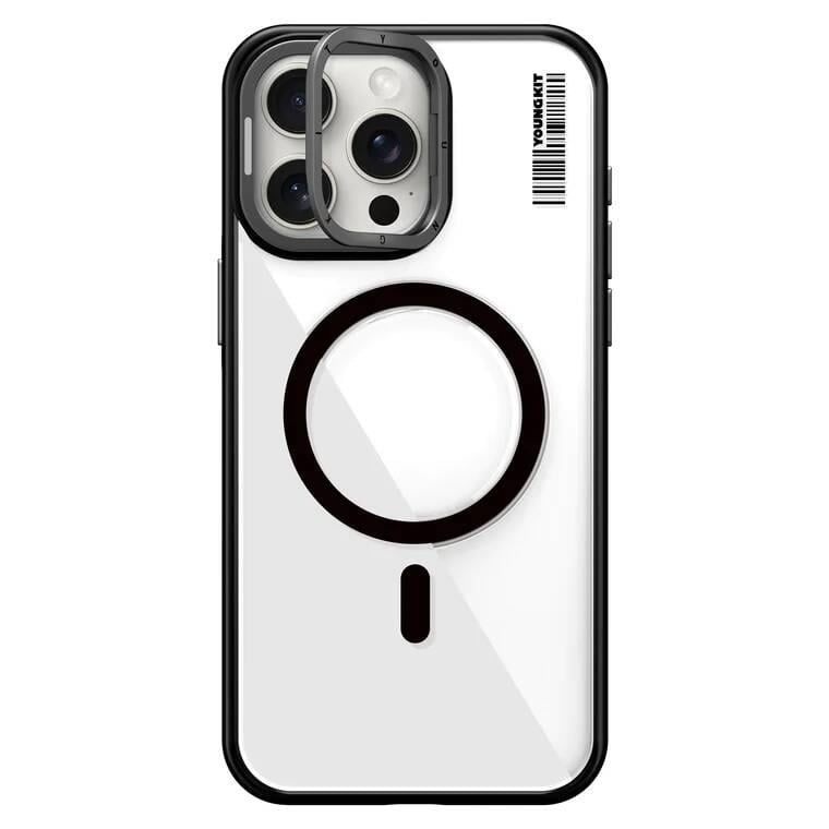 Apple iPhone 14 Pro Kılıf M-safe Şarj Özellikli Sararma Önleyici Youngkit Crystal Grid Kapak