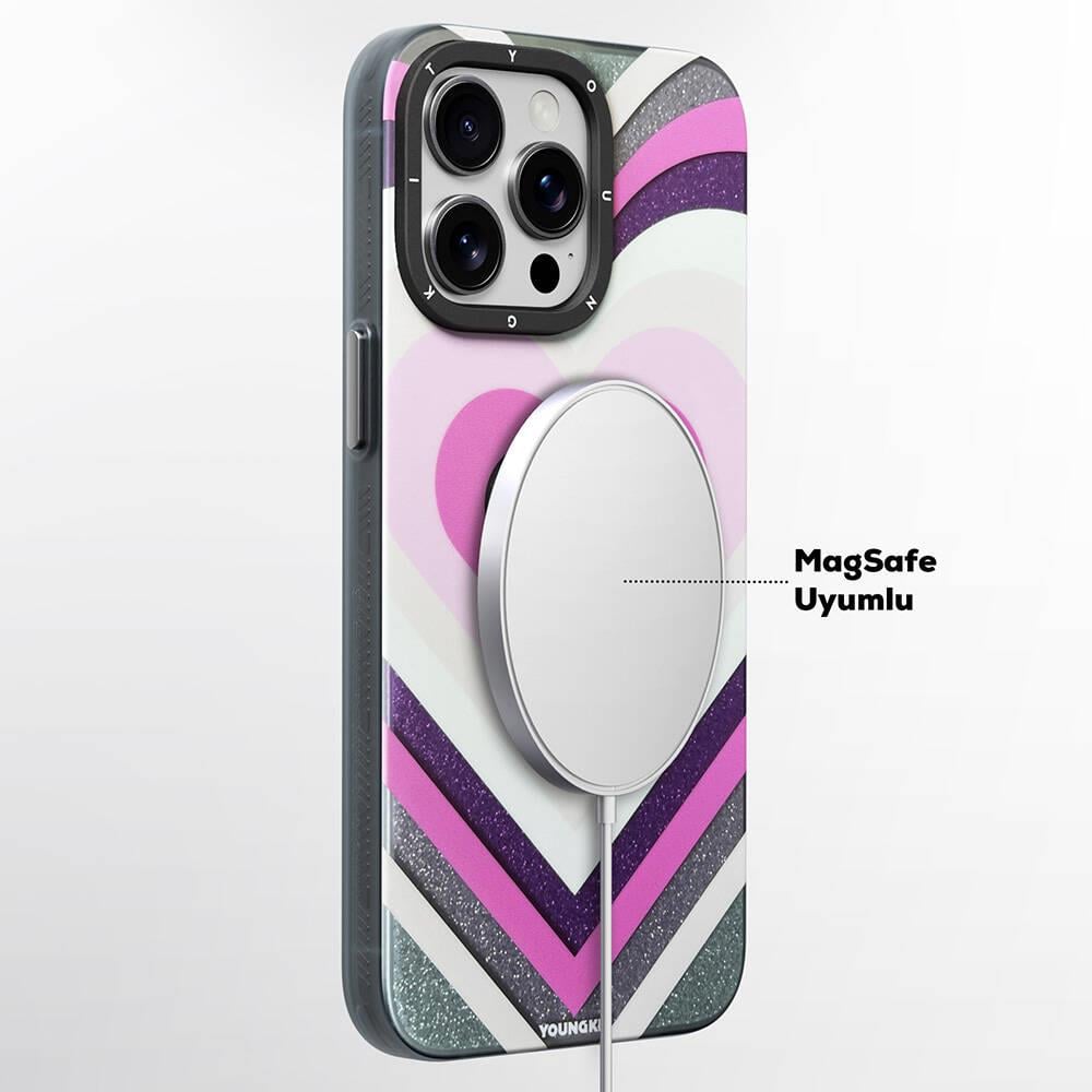 Apple iPhone 14 Pro Kılıf M-safe Şarj Özellikli Youngkit Star Dazzle Serisi Kapak