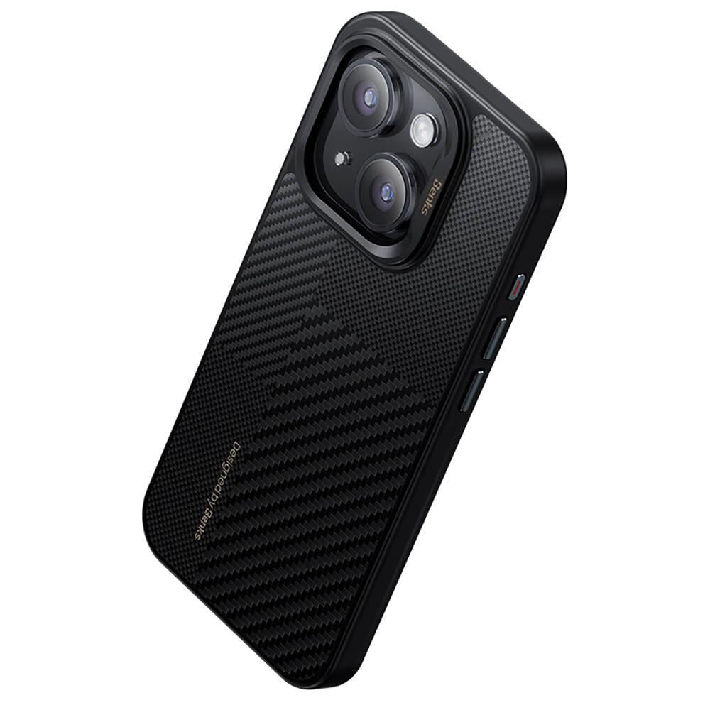 Apple iPhone 14 Pro Kılıf M-safe Şarj Özellikli Karbon Fiber Benks Montage Hybrid ArmorPro Kevlar Kapak