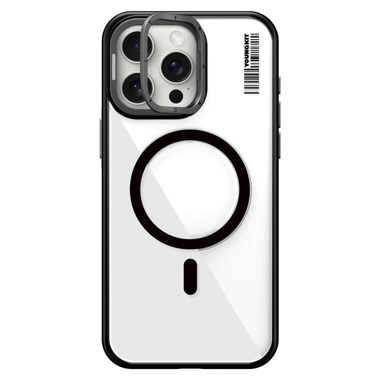 Apple iPhone 14 Pro Kılıf M-safe Şarj Özellikli Sararma Önleyici Youngkit Crystal Grid Kapak