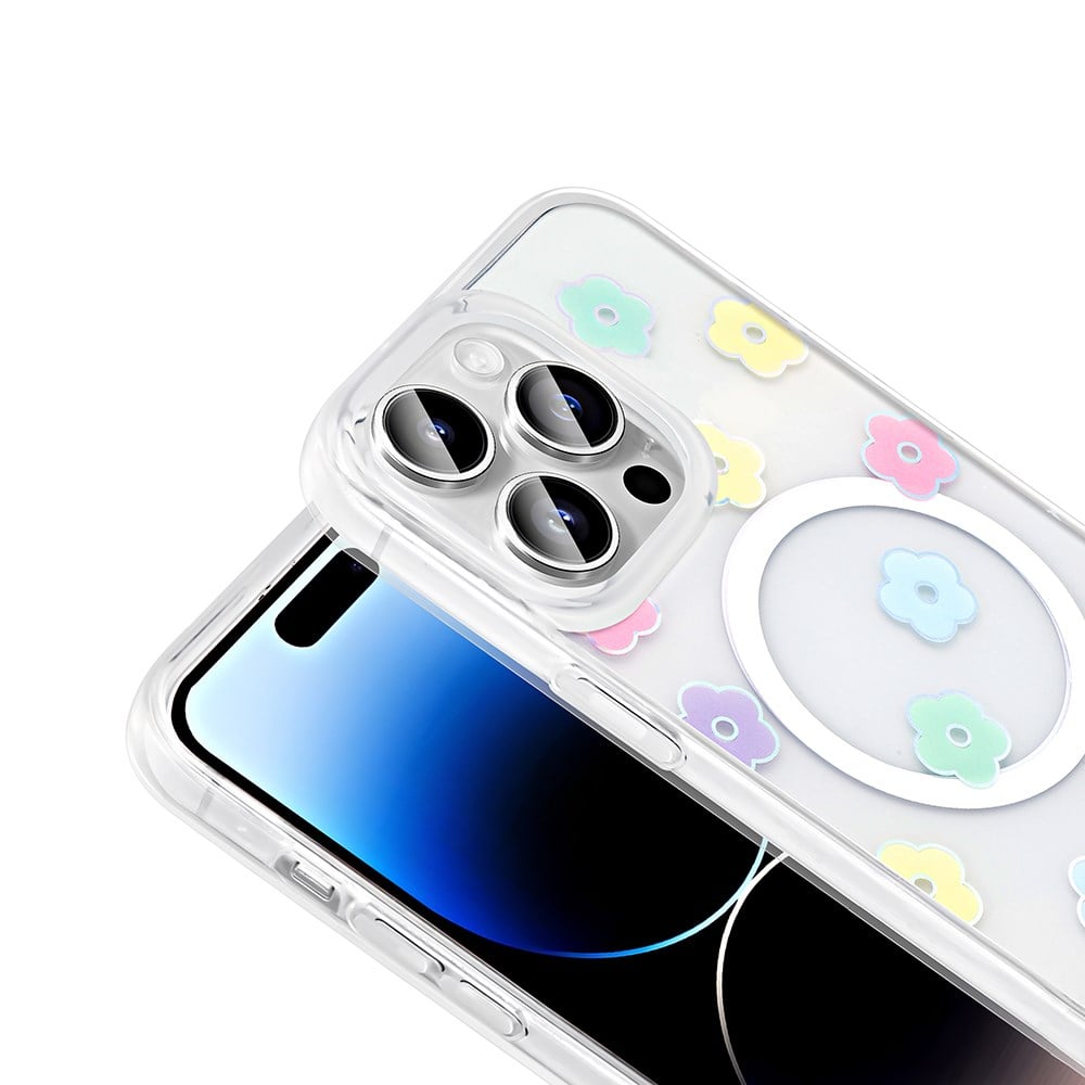 Apple iPhone 14 Pro Kılıf M-Safe Şarj Özellikli Şeffaf Zore Folk Sert Kapak