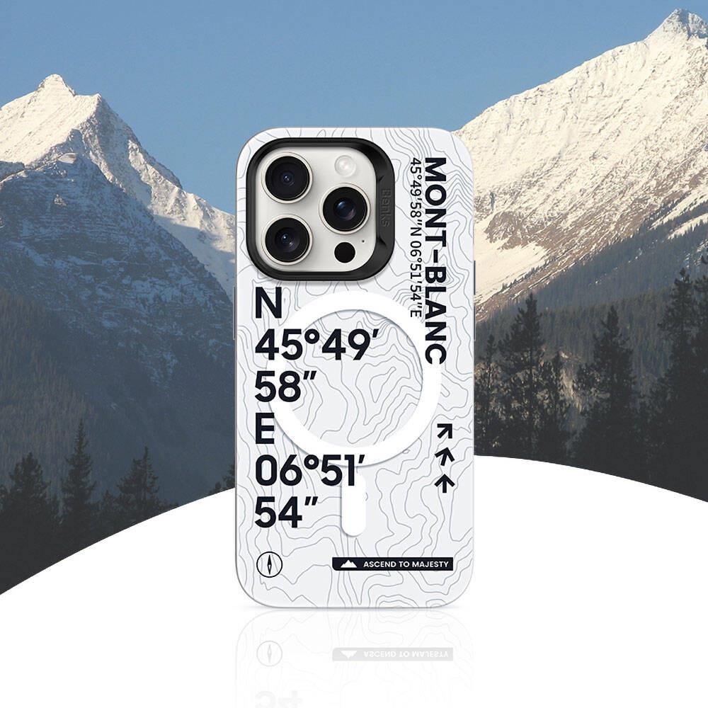 Apple iPhone 14 Pro Kılıf M-safe Şarj Özellikli Koordinat Yazı Desenli Benks Summit Serisi Kapak