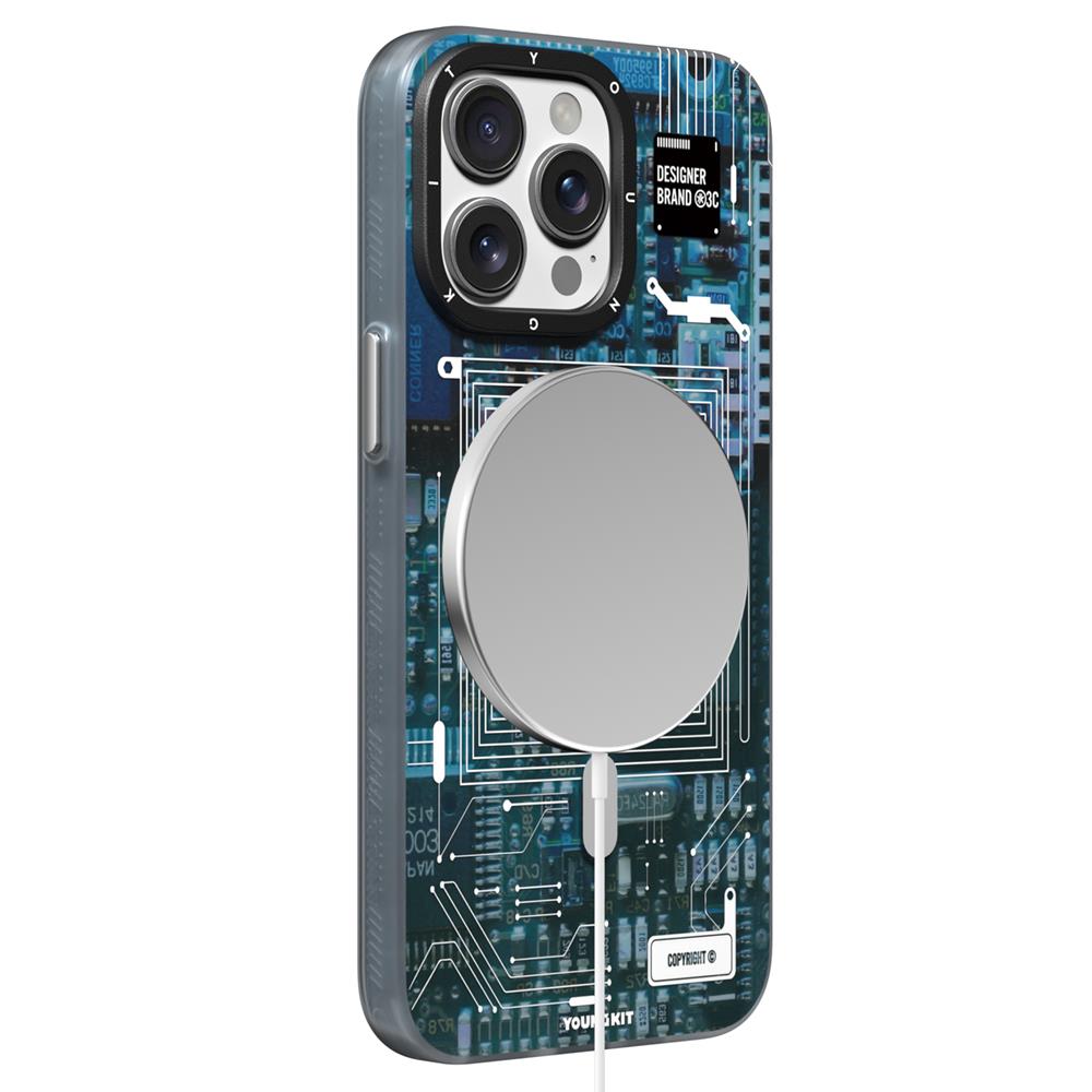 Apple iPhone 14 Pro Kılıf M-safe Şarj Özellikli Youngkit 360° Standlı Technology Serisi Kapak