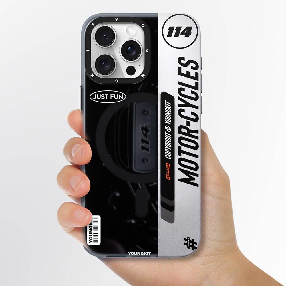 Apple iPhone 14 Pro Kılıf M-safe Şarj Özellikli Youngkit Motorcycle Legend Serisi Kapak