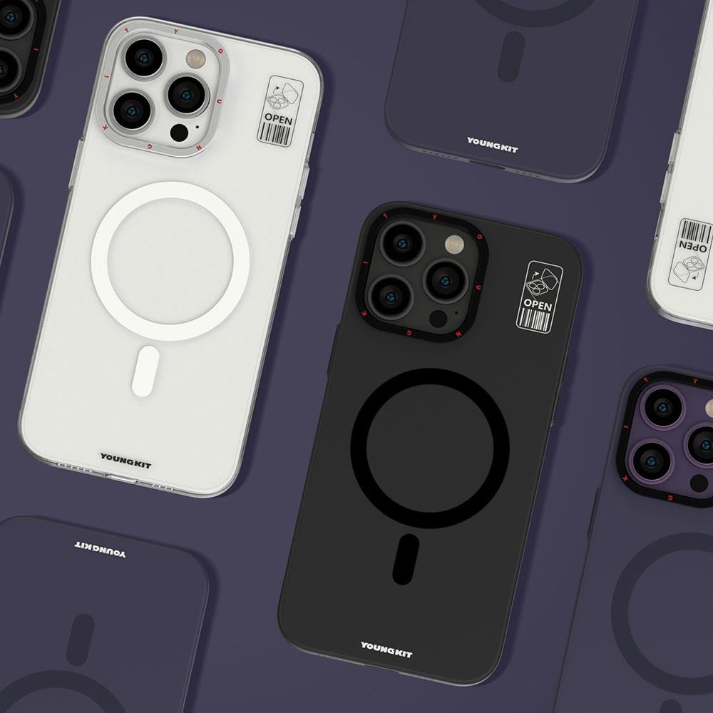 Apple iPhone 14 Pro Kılıf M-safe Şarj Özellikli Standlı YoungKit Hermit Bracket Serisi Kapak