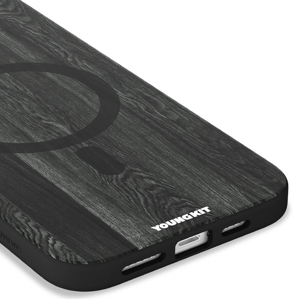 Apple iPhone 14 Pro Kılıf M-safe Şarj Özellikli Sararmaya Dayanıklı Youngkit Wood Forest Serisi Kapak