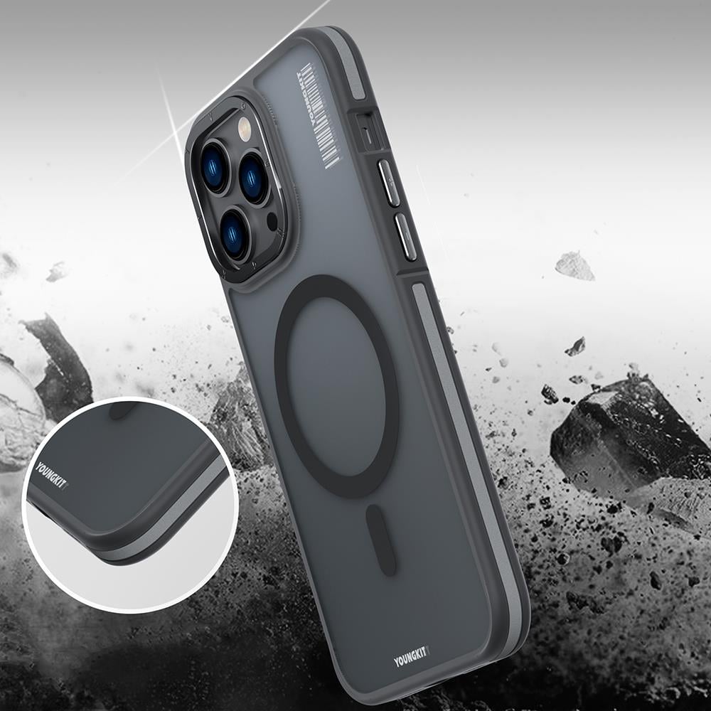 Apple iPhone 14 Pro Kılıf M-safe Şarj Özellikli Youngkit Rock Sand Serisi Kapak