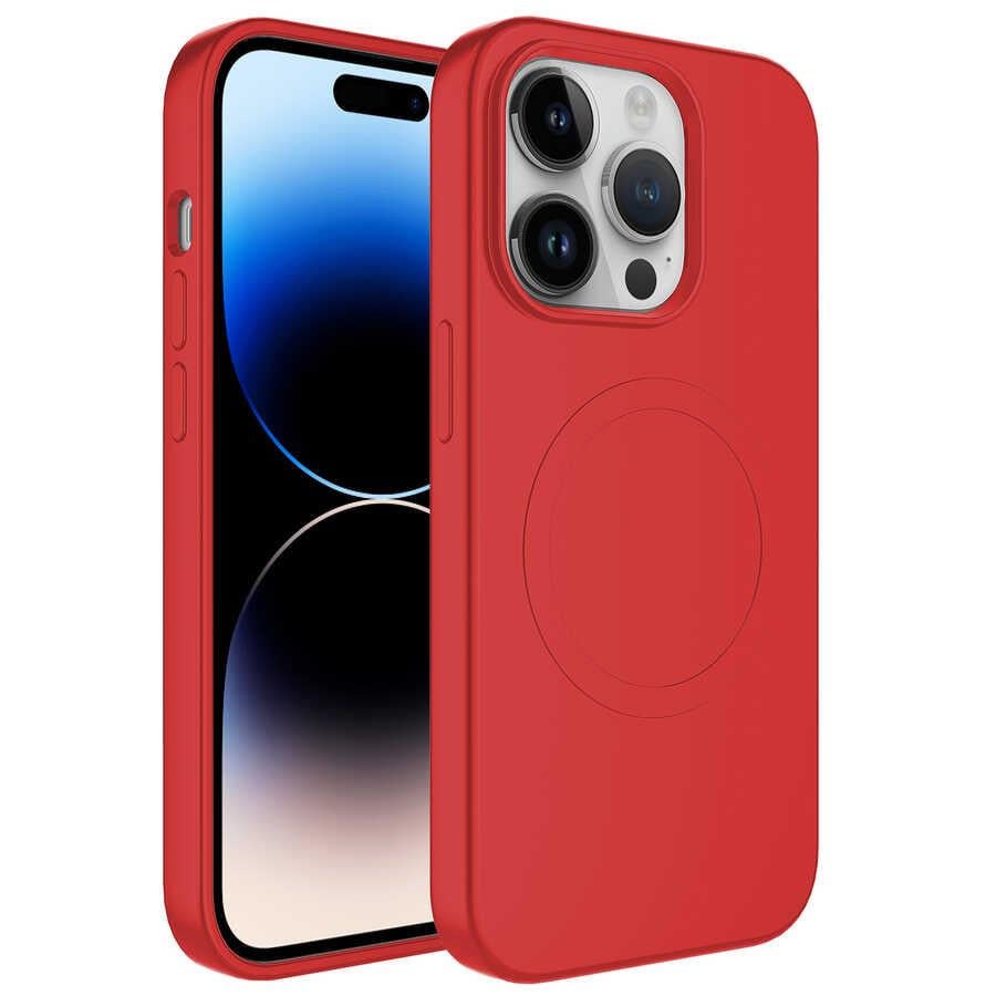 Apple iPhone 14 Pro Kılıf M-safe Wireless Şarj Özellikli Pastel Renk Silikon Zore Plas Kapak