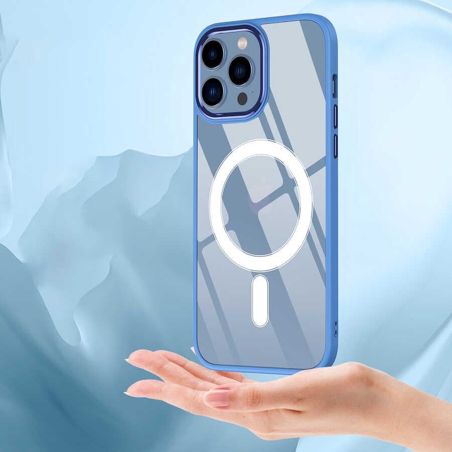 Apple iPhone 14 Pro Kılıf Wireless Şarj Özellikli Zore Krom M-safe Silikon Kapak
