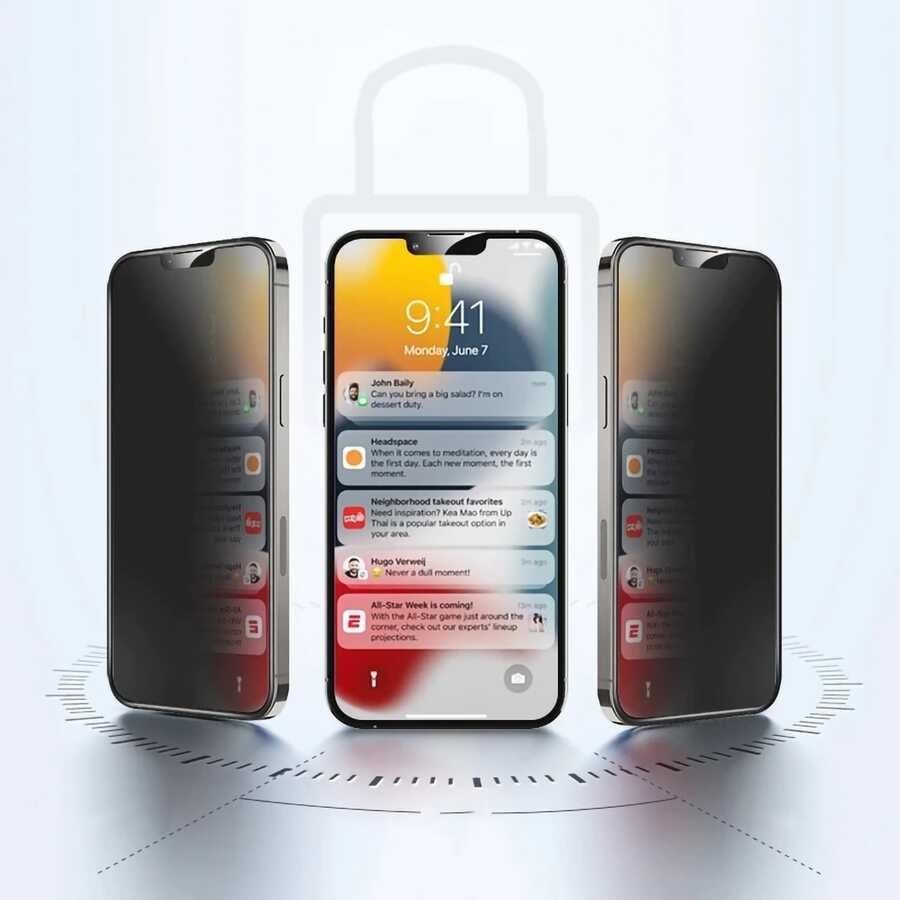 Apple iPhone 14 Pro Max Hayalet Ekran Koruyucu Davin Privacy Seramik Ekran Filmi