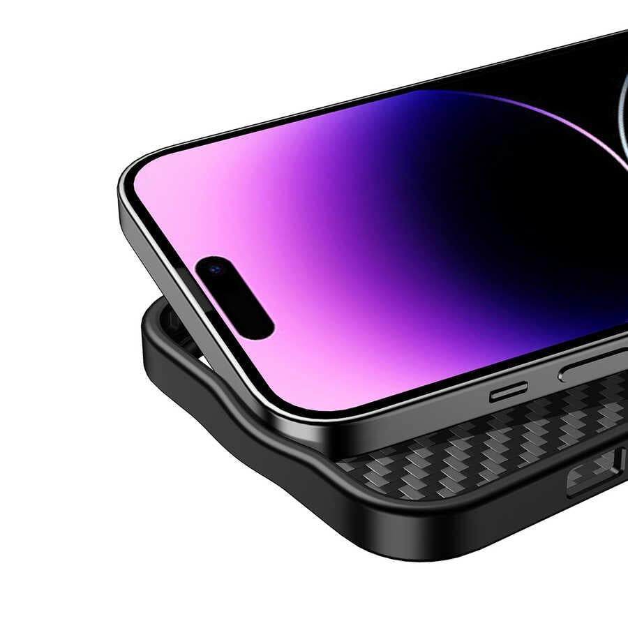 Apple iPhone 14 Pro Max Kılıf Aramid Karbon Fiber M-safe Özellikli Wlons Radison Kapak