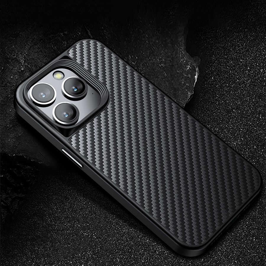 Apple iPhone 14 Pro Max Kılıf Aramid Karbon Fiber M-safe Özellikli Wlons Radison Kapak