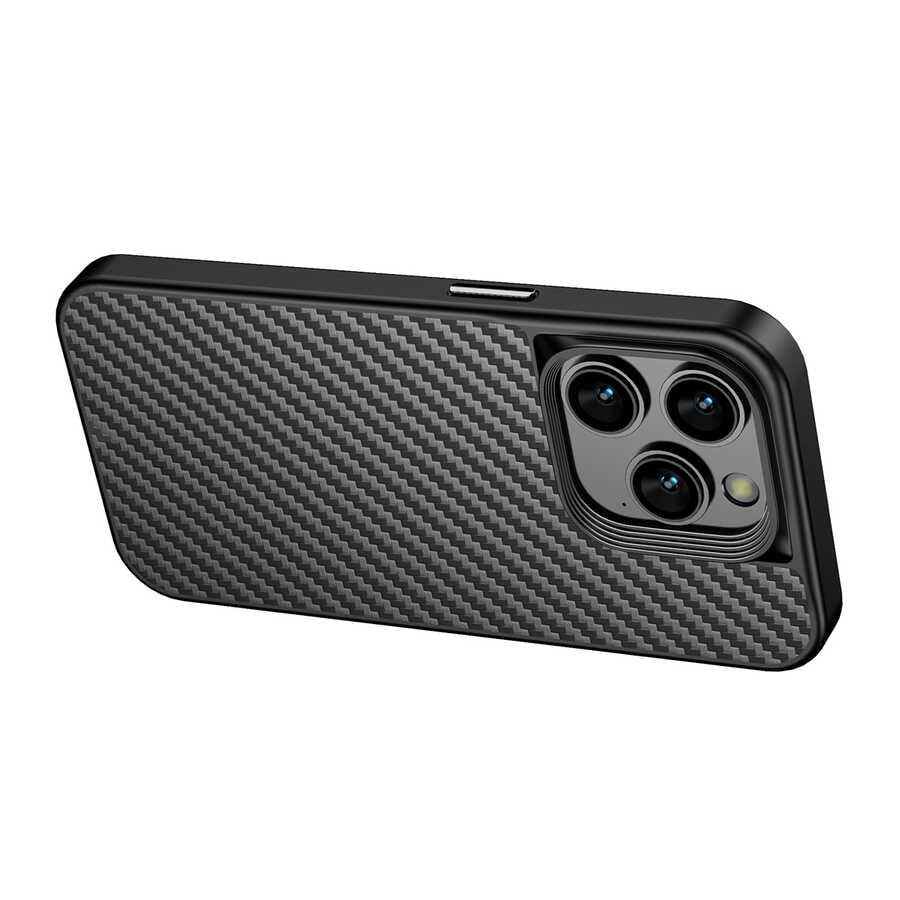 Apple iPhone 14 Pro Max Kılıf Aramid Karbon Fiber M-safe Özellikli Wlons Radison Kapak