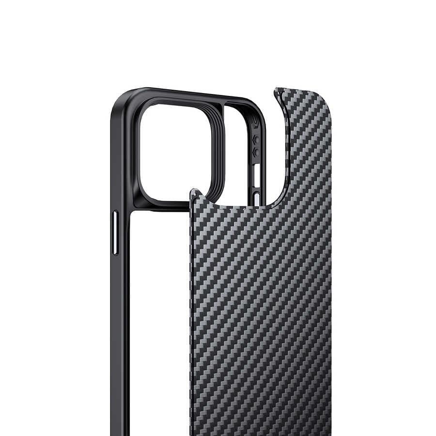 Apple iPhone 14 Pro Max Kılıf Aramid Karbon Fiber M-safe Özellikli Wlons Radison Kapak