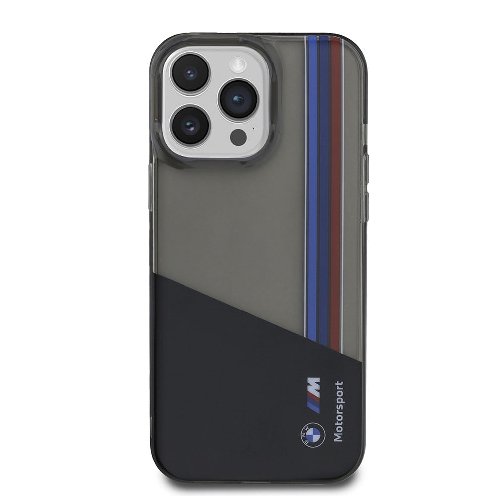 Apple iPhone 14 Pro Max Kılıf BMW Orjinal Lisanslı Yarı Transparan M Dizayn Çizgili Kapak