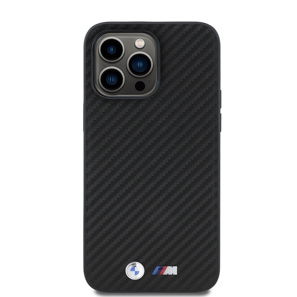 Apple iPhone 14 Pro Max Kılıf BMW Orjinal Lisanslı Karbon Fiber Tasarımlı ve Metal Logolu PU Deri Kapak