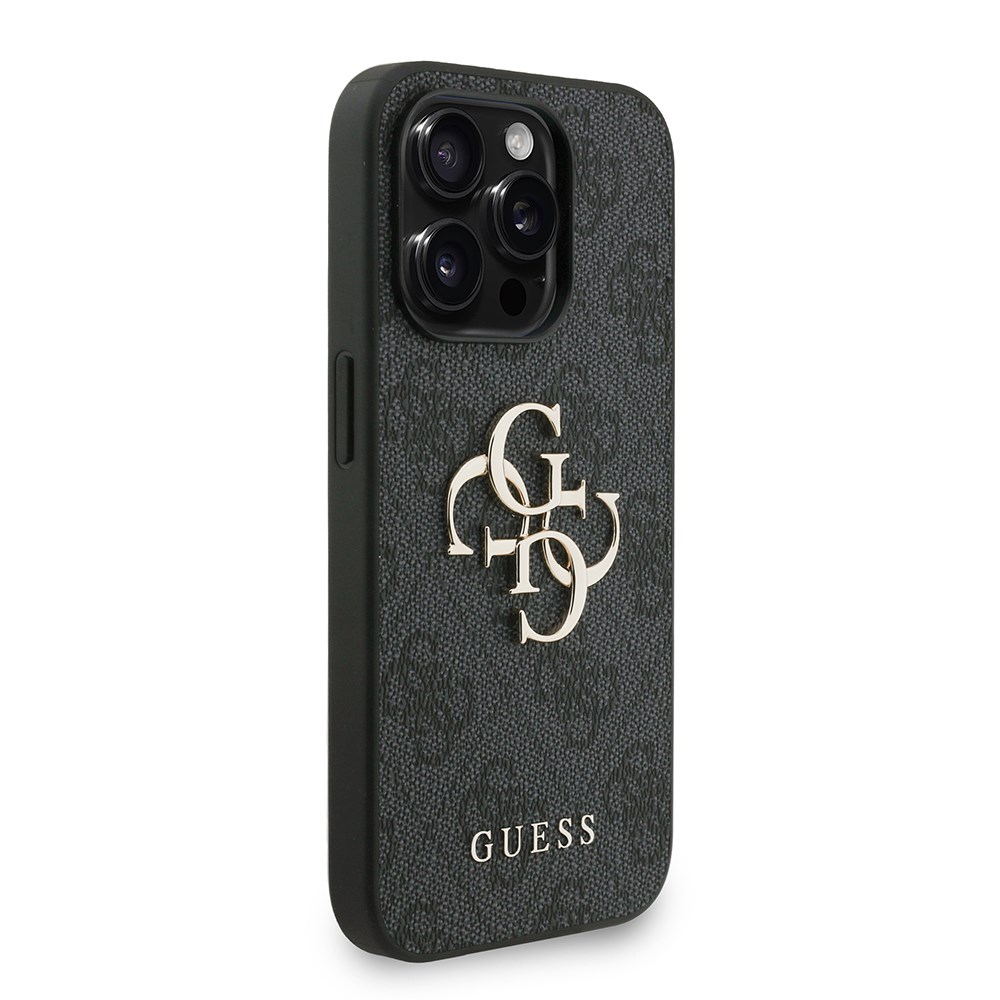 Apple iPhone 14 Pro Max Kılıf Guess Orjinal Lisanslı PU Deri Bilek Askı İpli Metal Büyük 4G ve Yazı Logolu Kapak