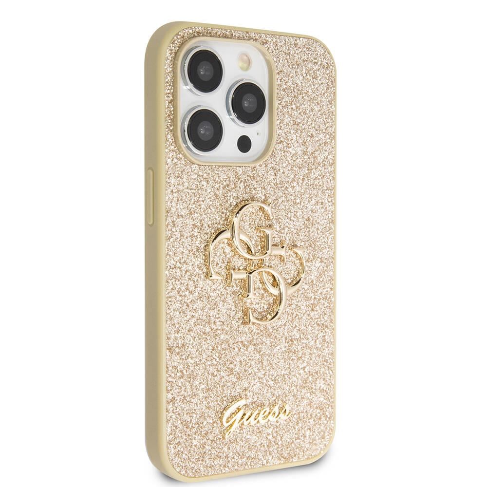 Apple iPhone 14 Pro Max Kılıf Guess Orjinal Lisanslı 4G Büyük Metal Logolu Glitter Kapak