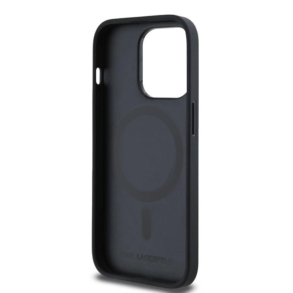 Apple iPhone 14 Pro Max Kılıf Karl Lagerfeld Orjinal Lisanslı M-safe Şarj Özellikli KL Yazılı Hot Stamp Kapak