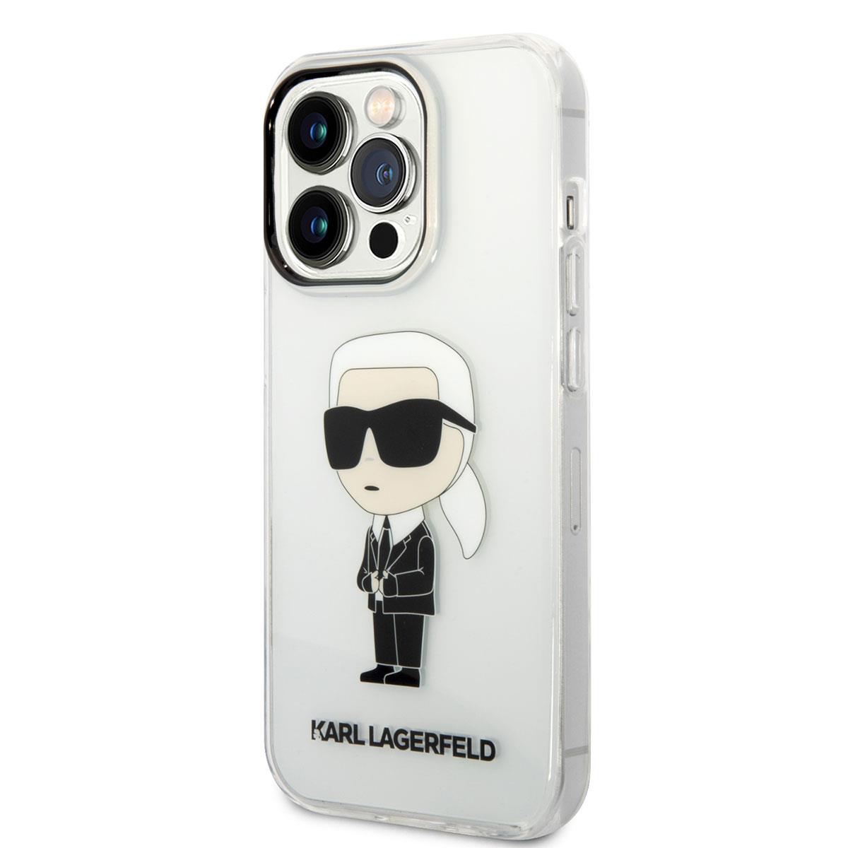 Apple iPhone 14 Pro Max Kılıf Karl Lagerfeld Transparan İkonik Karl Dizayn Kapak