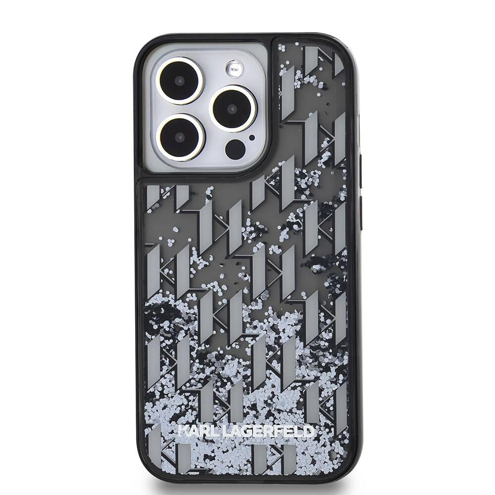 Apple iPhone 14 Pro Max Kılıf Karl Lagerfeld Orjinal Lisanslı Simli KL Yazılı Monogram Gradıent Kapak
