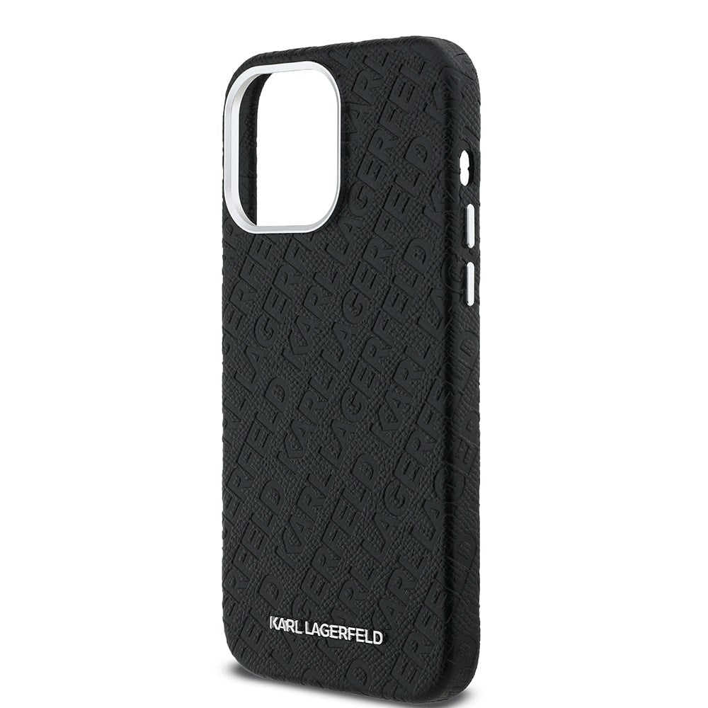 Apple iPhone 14 Pro Max Kılıf Karl Lagerfeld Orjinal Lisanslı PU Deri Damgalı Metal Yazı Logolu Kapak