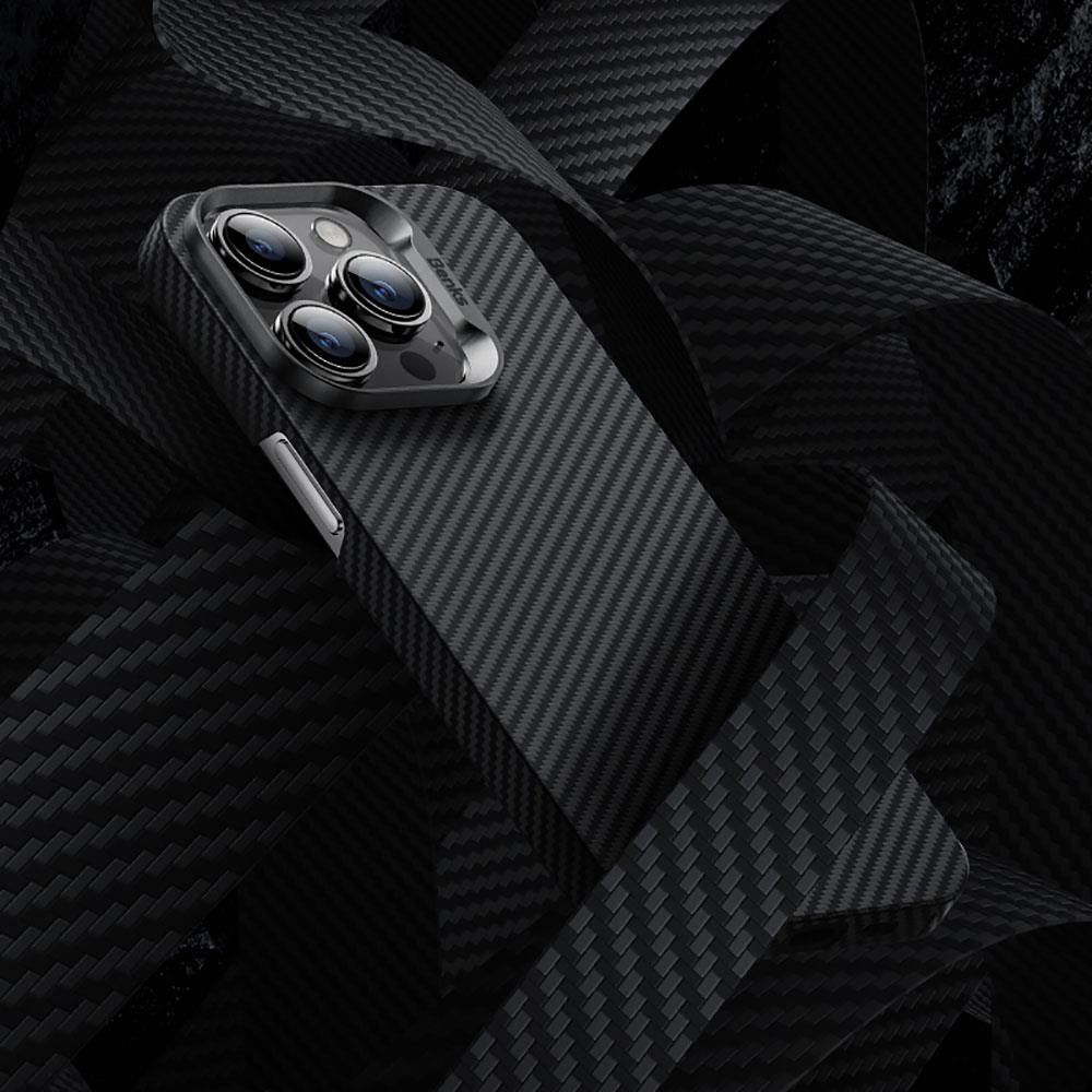 Apple iPhone 14 Pro Max Kılıf M-safe Özellikli Karbon Fiber Benks 600D Essential Kevlar Kapak