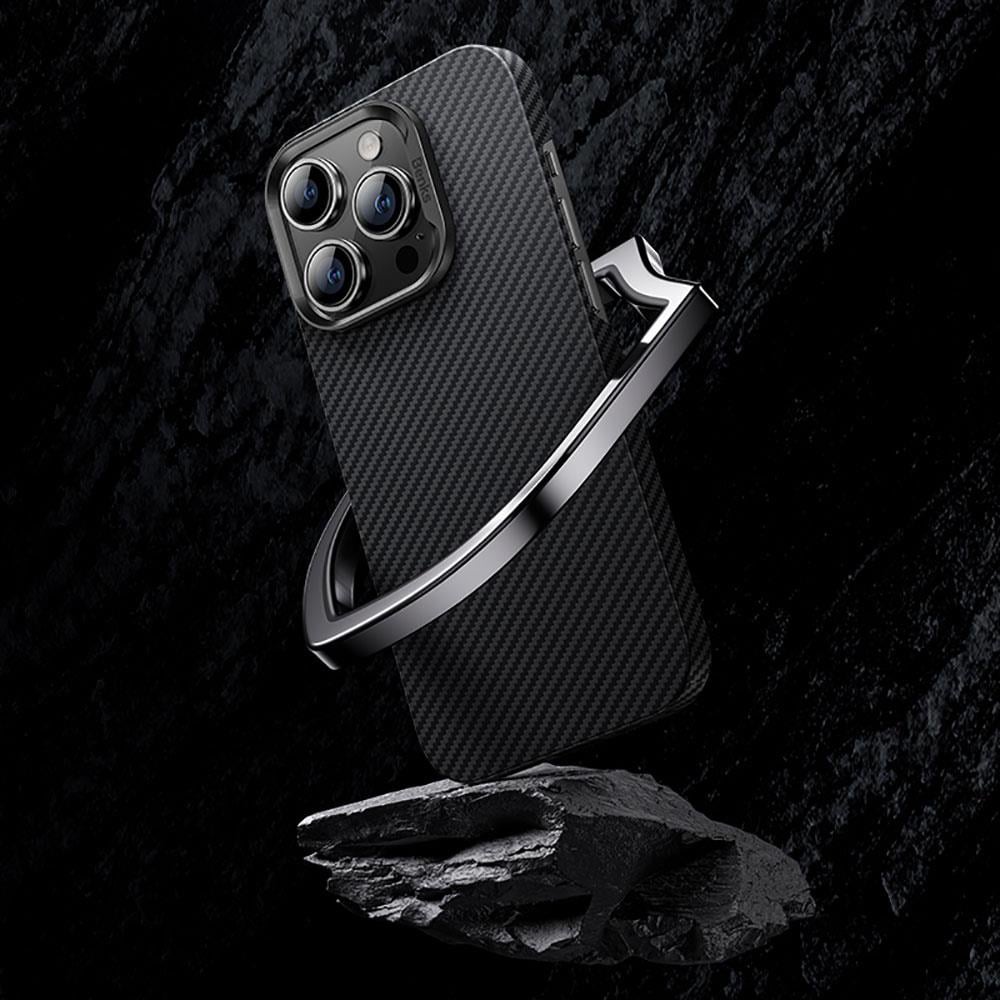 Apple iPhone 14 Pro Max Kılıf M-safe Özellikli Karbon Fiber Benks 600D Essential Kevlar Kapak
