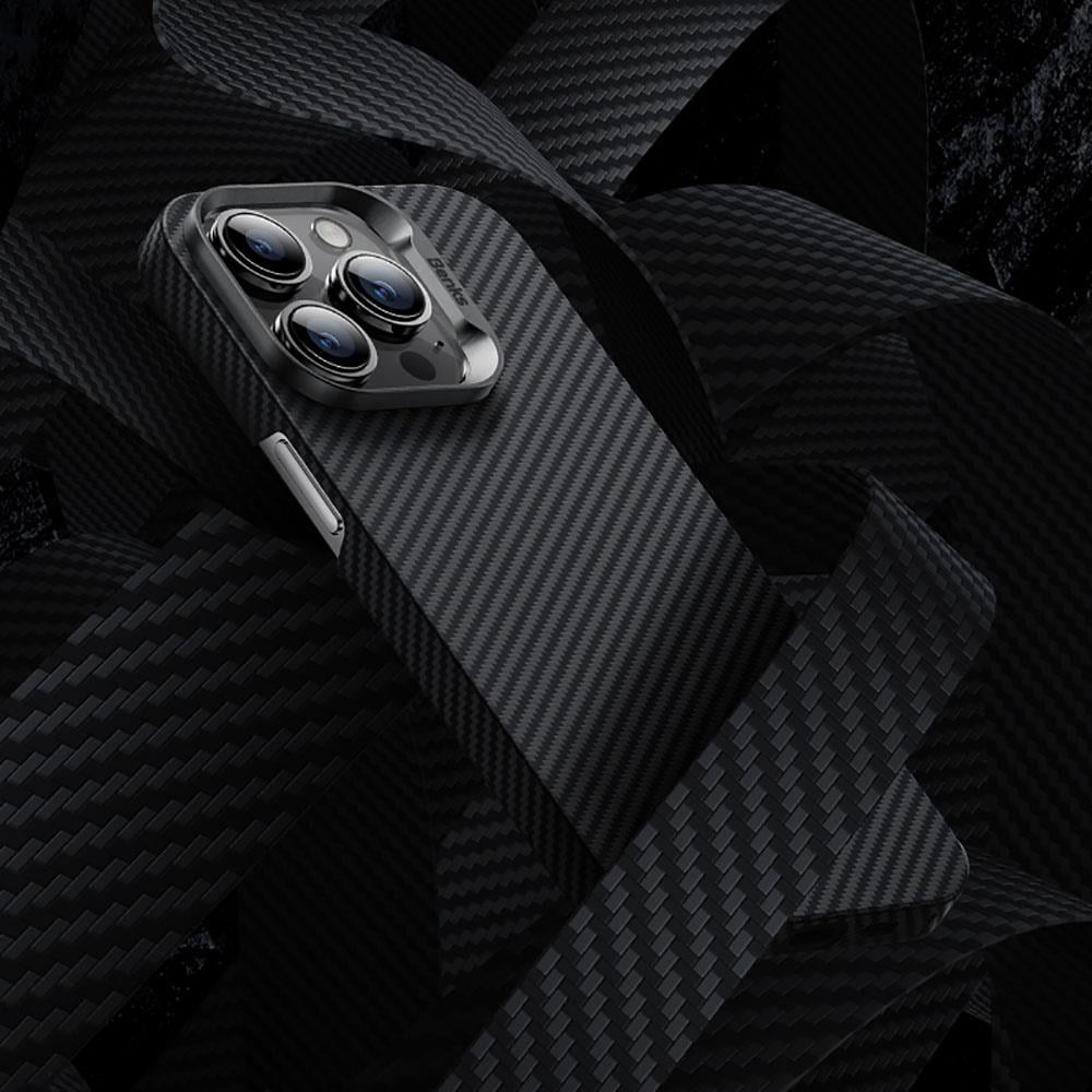 Apple iPhone 14 Pro Max Kılıf M-safe Özellikli Karbon Fiber Benks 600D Essential Kevlar Kapak