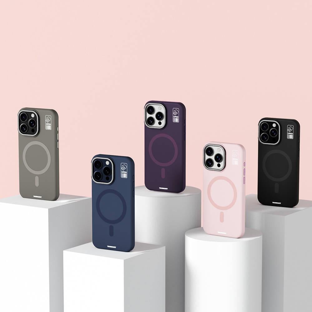 Apple iPhone 14 Pro Max Kılıf M-safe Şarj Özellikli Kamera Standlı Youngkit Bitty Cream Kapak