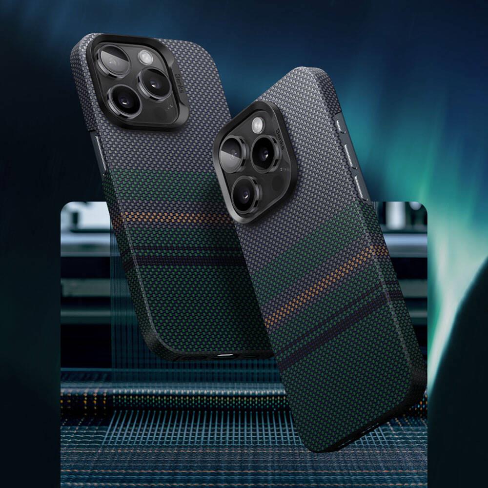 Apple iPhone 14 Pro Max Kılıf M-safe Şarj Özellikli Karbon Fiber Tasarımlı Benks Aurora ArmorAir Kevlar Kapak
