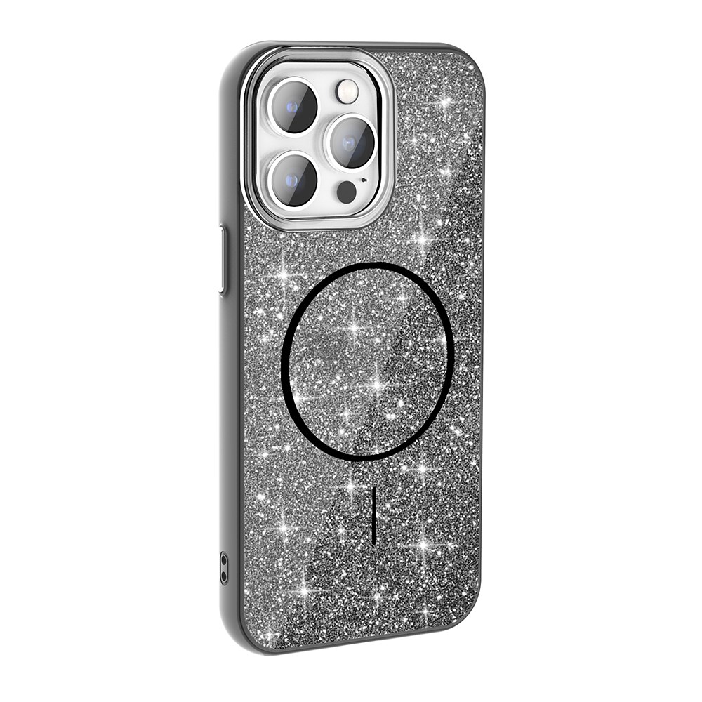Apple iPhone 14 Pro Max Kılıf M-safe Şarj Özellikli Parlayan Simli Zore Okso Kapak