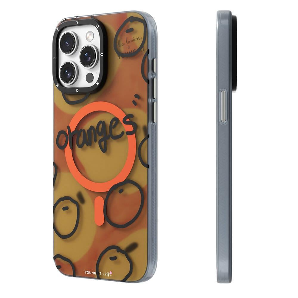 Apple iPhone 14 Pro Max Kılıf M-safe Şarj Özellikli Bee Brown Tasarımlı Youngkit Funny Serisi Kapak