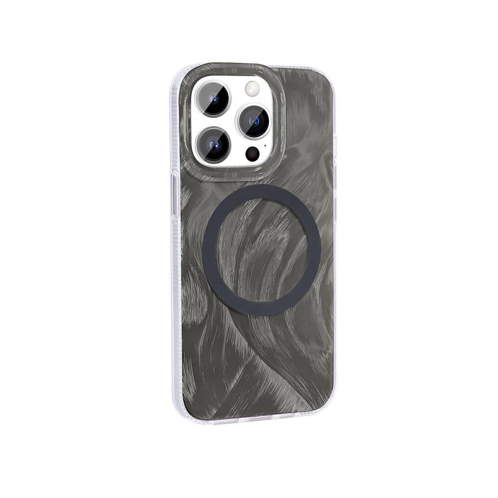 Apple iPhone 14 Pro Max Kılıf M-safe Şarj Özellikli Fırça Boya Desenli Zore Palet Kapak