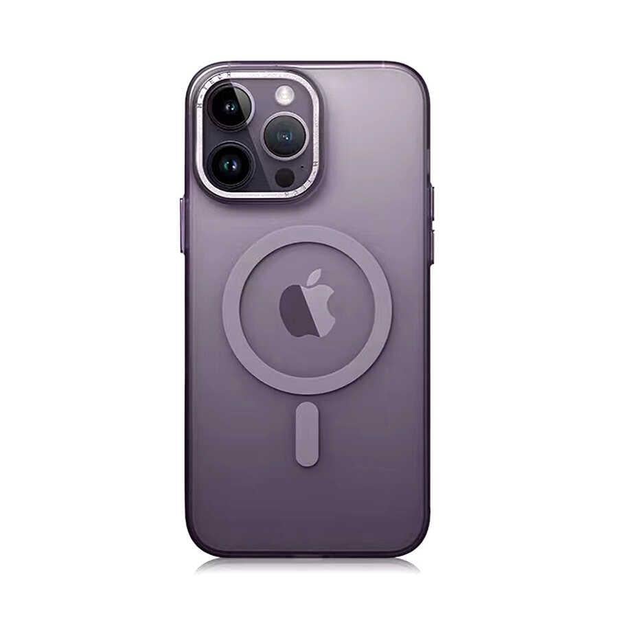 Apple iPhone 14 Pro Max Kılıf M-safe Şarj Özellikli Buzlu Sert PC Zore Tuval Kapak