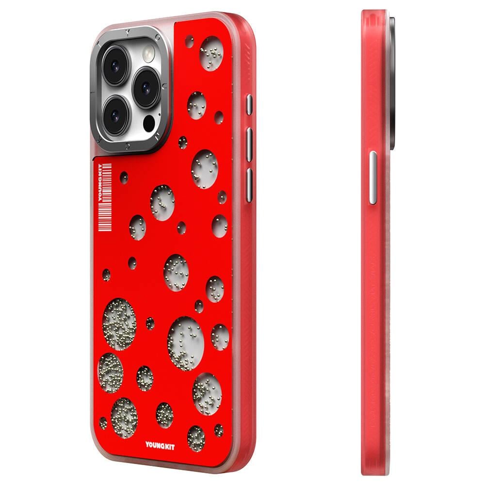 Apple iPhone 14 Pro Max Kılıf M-safe Şarj Özellikli Youngkit Quicksand Beads Serisi Kapak