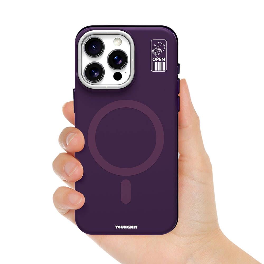 Apple iPhone 14 Pro Max Kılıf M-safe Şarj Özellikli Kamera Standlı Youngkit Bitty Cream Kapak